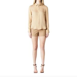 NWT‎ NILI LOTAN Gaia Slim Shirt in Khaki SZ XS